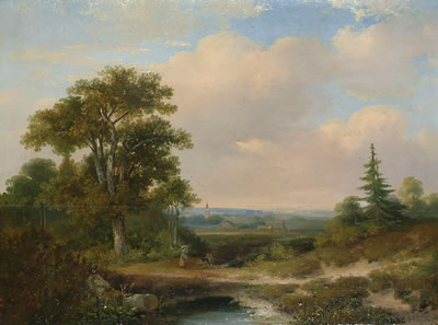 Hermanus Jan Hendrik Rijkelijkhuysen : Figure in an extensive landscape