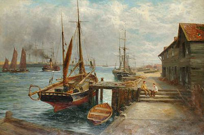 Joseph Wrightson McIntyre : A Tranquil Moment at a Busy Port