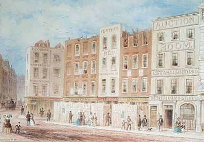 Thomas Hosmer Shepherd : King Street, Covent Garden, with a view of Debenham and Storr Auctioneers