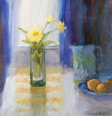 Salliann Putman : Still life, yellow and blue