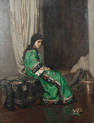 Charles H H Burleigh : Portrait of a girl in Oriental dress