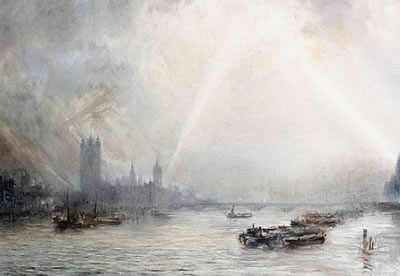 Herbert John Finn : 'The searchlights find a Zeppelin'