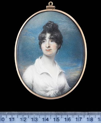 John Wright : Deborah Williams (d.1832), later Mrs Henry Tremenheere, wearing white dress, her dark hair upswept.