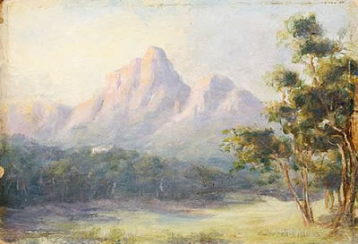 Edward Clark Churchill Mace : Park scene with mountains in the distance, Cloudy Morning over Camps Bay; and Table Mountain viewed from a distance (3)