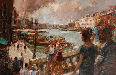 John Linfield : On the Rialto Bridge, Venice