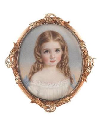 Annie Dixon : Edith Jane Woods as a young girl, wearing white dress with lace trim and blue ribbons at her shoulders, her blonde hair parted and long in loose curls.