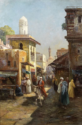 Albert Gustav Schwartz : Street scene in Damascus