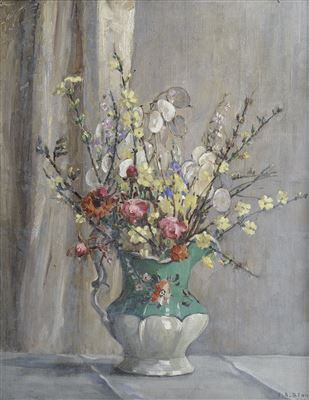 Emily Beatrice Bland : Spring flowers in a vase