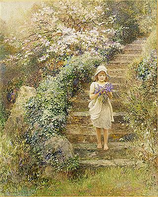 Arthur Hopkins : Young girl carrying violets