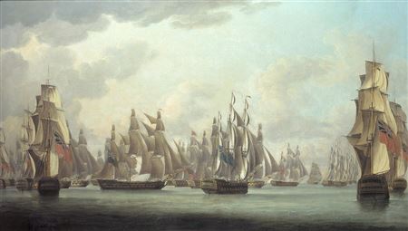 Robert Dodd : Commodore Dance's celebrated action against a French squadron in the Straits of Malacca on 15th. February 1804