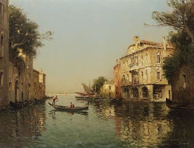 Antoine (Marc Aldine) Bouvard Sr : A gondola on a Venetian canal; Venice from the Salute (2)