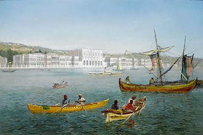 Paul H Ellis : The Bosphorus and the Dolmabahçe Palace, Istanbul