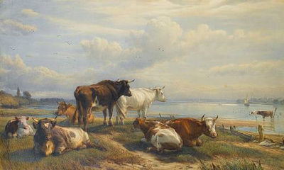 Henry Brittan Willis : Cattle Near Christchurch