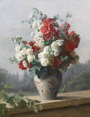 Cécile Augustine Bougourd : Peonies in Vase