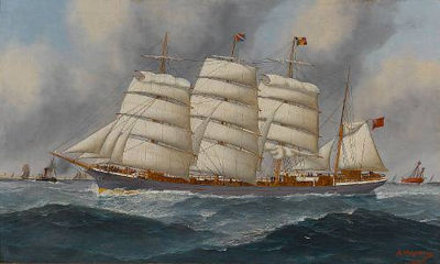 John Mohrmann : The four-masted barque 'Comlibank' in the Channel