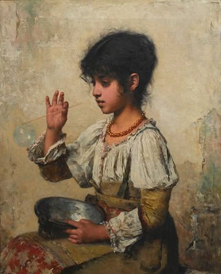 Alexej Alexejewitsch Harlamoff : Young girl blowing bubbles