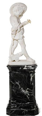 Enrico Butti : A late 19th century white Marble statue of a Boy, entitled 'Smorfie'