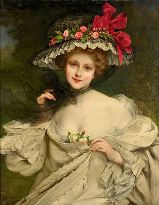 Francois Martin-Kavel : A beauty with a red-ribboned hat