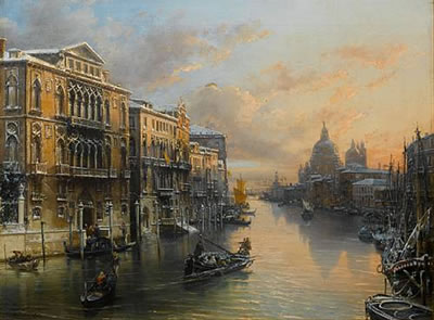 Federico Moja : The Grand Canal in winter, Venice