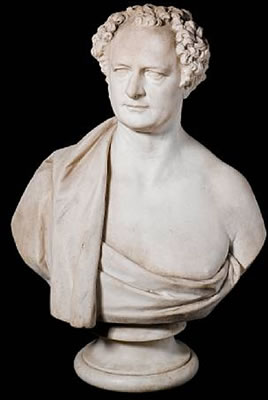 William Behnes : A 19th century carved white marble bust of a gentleman