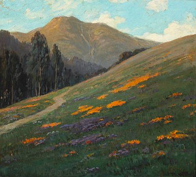 Jean Pfister : Mt. Tamalpais with Poppies