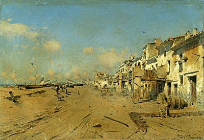 Juan Roig Y Soler : A view of a Spanish coastal village