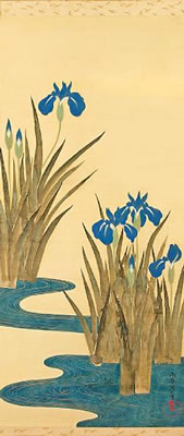 Doitsu Sakai : Irises beside a stylized curving stream