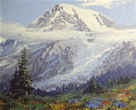 Lionel Salmon : Mount Rainer, misty morn, 1936