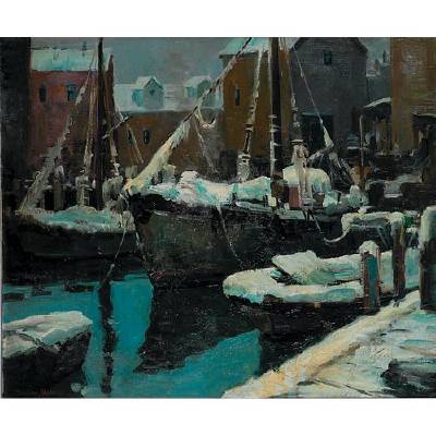 Vladimir Pavlosky : A Harbor in Winter