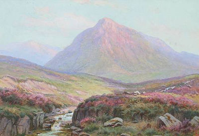 Edgar Longstaffe : 'The Three Sisters, Glen Coe, Argyllshire'; 'Sunset, Glen Coe, Argyllshire' (Pair)