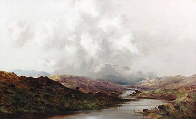 Samuel John Barnes : Highland landscape - daybreak; Highland landscape - dusk (a pair)