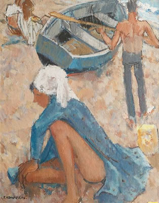 Frank Runacres : Figures on a beach