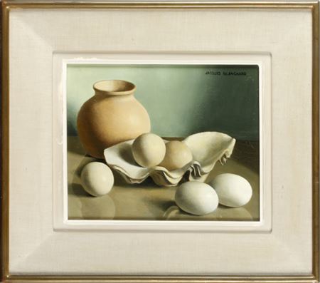 Jacques Blanchard : Still life of a vase, oyster shells and eggs