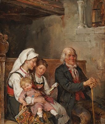 Nils Bergslien : I kirken, 1882