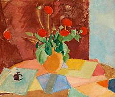 Karl Oskar Isakson : Still life with red flowers