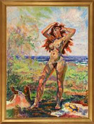 Niels Peter Bolt : Naked woman on a beach