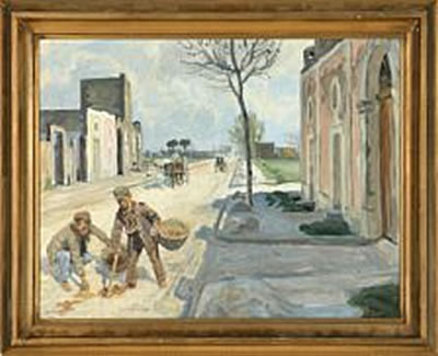 Peter Marius Hansen : Boys collecting manure on the street to Pompei