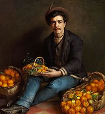 Ludovica Thornam : 'En romersk Appelsinsælger'. A Roman orange seller.