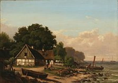 Edvard Michael Jensen : Parti ved Taarbæk'. Coastal scene at Taarbæk, Denmark.