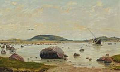 Gunnar Bundgaard : A view from Samsoe with ship aground.