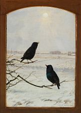 Carl Henrik Koch Moller : 'Ved tøbrud fløjter stæren sin sang'. The starling is singing at thaw.