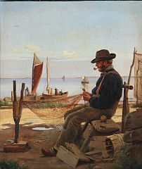 Isidor Kalckar : A fisherman on the beach