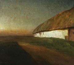 Alfred Martens : A barn in evening light