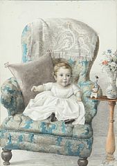 Albinia Hagemann : A child in an armchair and 'Luk op grandmama!'. (2)