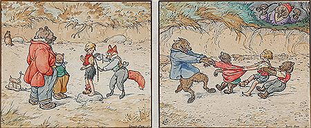 Louis Moe : Eight animal scenes, mounted in four frames