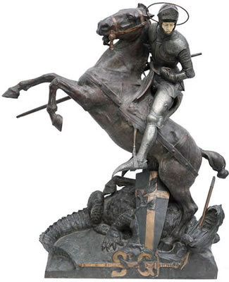 Josue Dupon : Saint George on his horse killing the dragon.