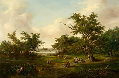 Robert Burrows : Picnic at Gainsborough beside the Orwell