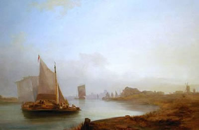 Alfred George Stannard : Fishing boats on an estuary