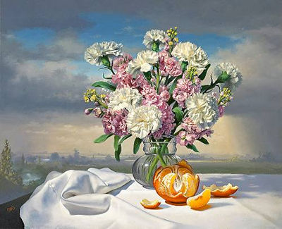 Al Proom : BOUQUET IN A ROMANTIC LANDSCAPE