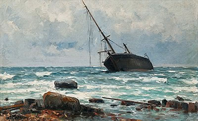 Woldemar Toppelius : WRECK NEAR THE SHORE